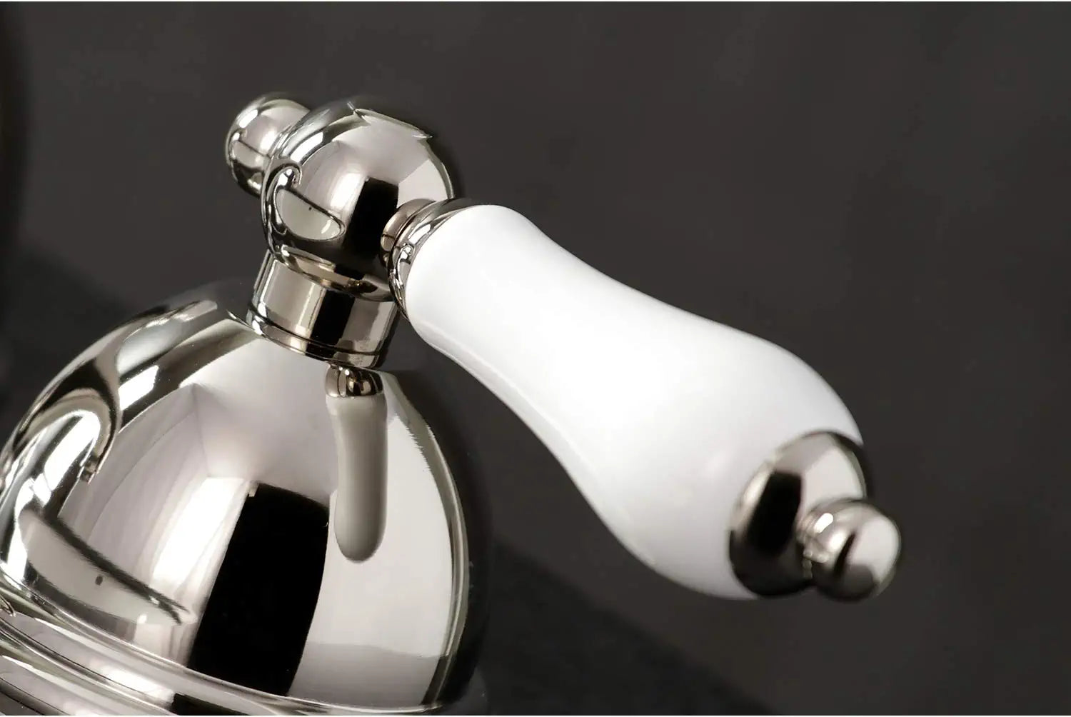 Kingston Brass KS3968PL Restoration Widespread Lavatory Faucet with Porcelain Lever Handle, Brushed Nickel