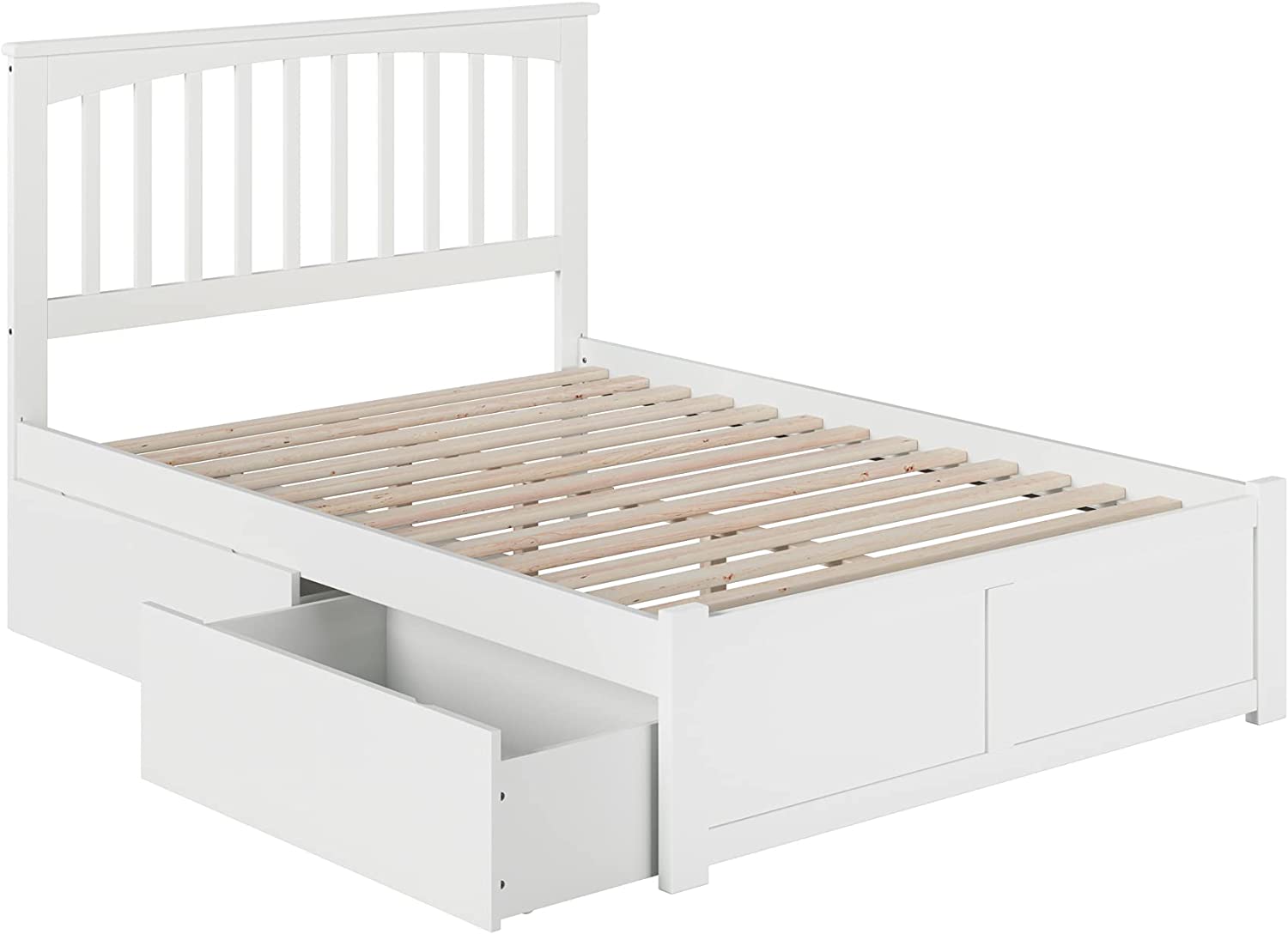 AFI Mission Platform Flat Panel Footboard and Turbo Charger with Urban Bed Drawers, Full, White