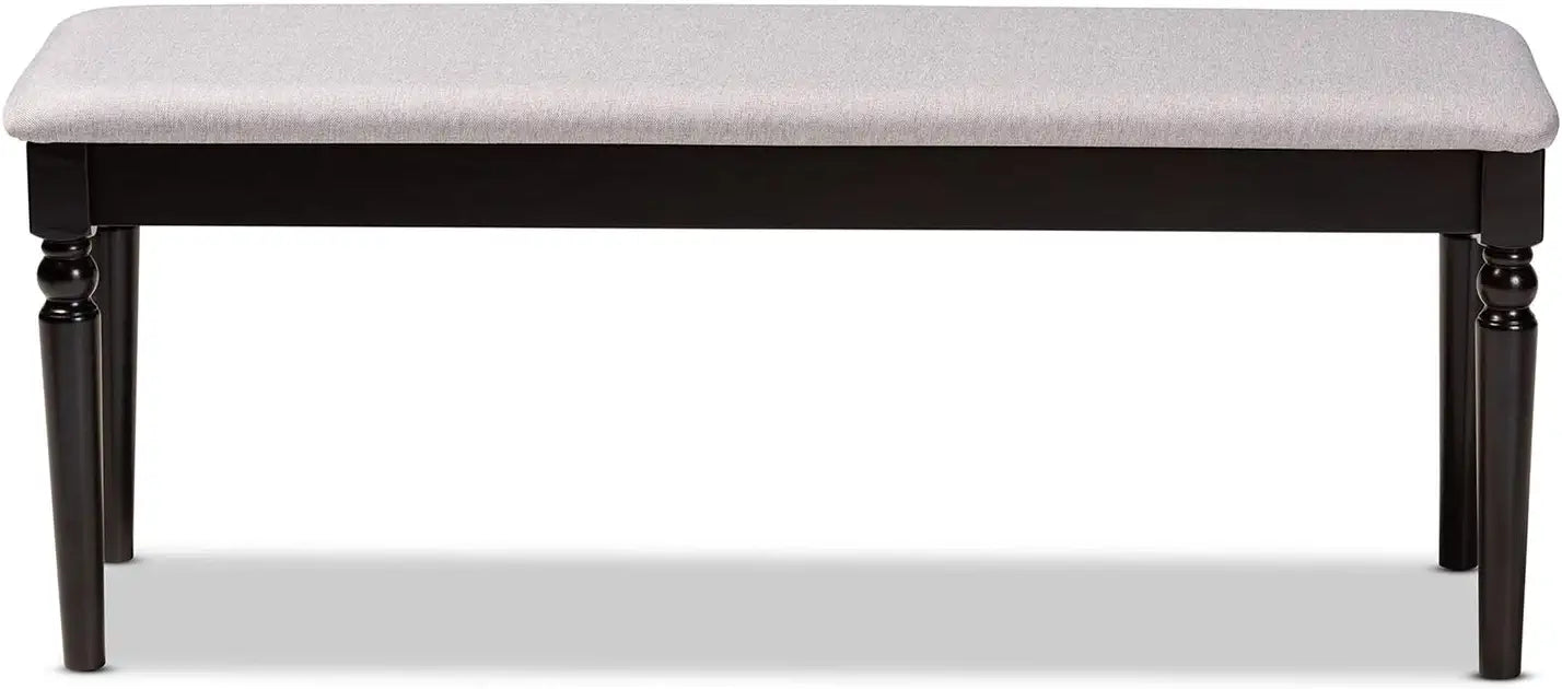 Baxton Studio Giovanni Modern and Contemporary Grey Fabric Upholstered and Dark Brown Finished Wood Dining Bench