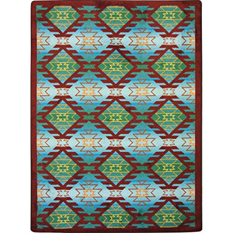 Joy Carpets Kaleidoscope Canyon Ridge Whimsical Area Rugs, 92-Inch by 129-Inch by 0.36-Inch, Desert Turquoise