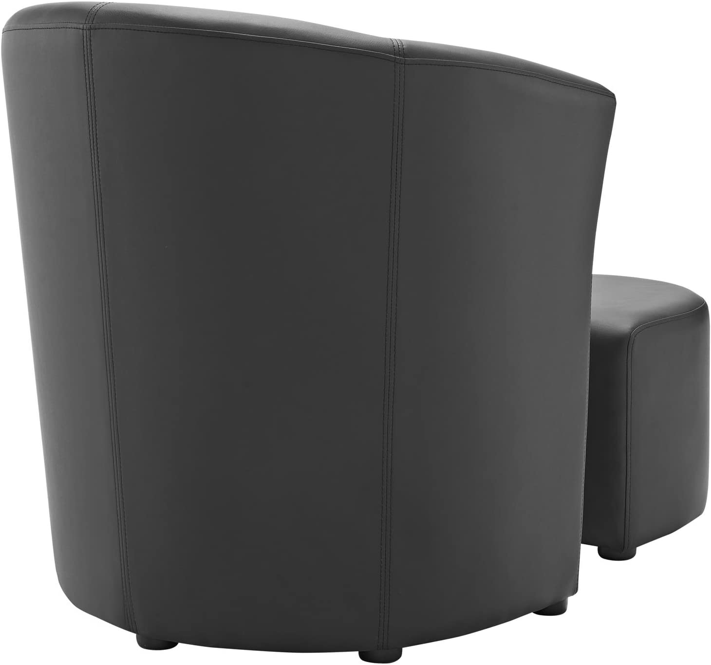 Modway Divulge Faux Leather Armchair and Ottoman Set in Black