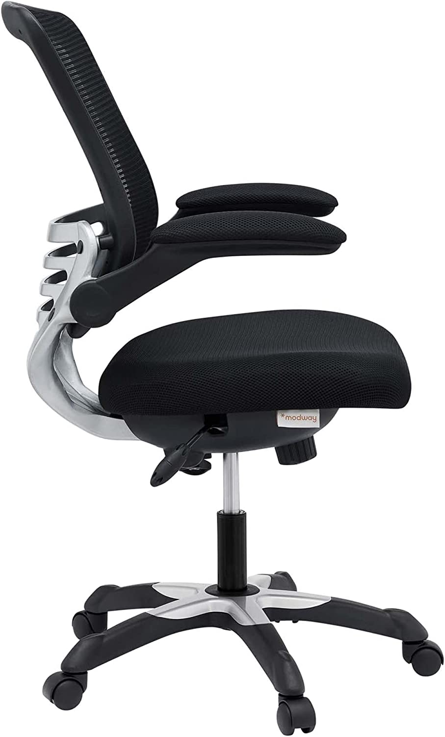Modway Edge Mesh Back and Mesh Seat Office Chair In Black With Flip-Up Arms in Black