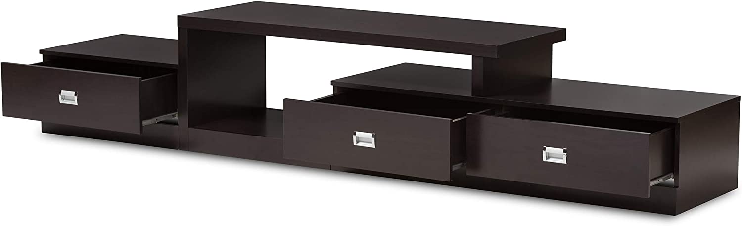 Baxton Studio FTV-4125 Television-Stands, 18&#34; x 18&#34; x 94&#34;, Dark Brown