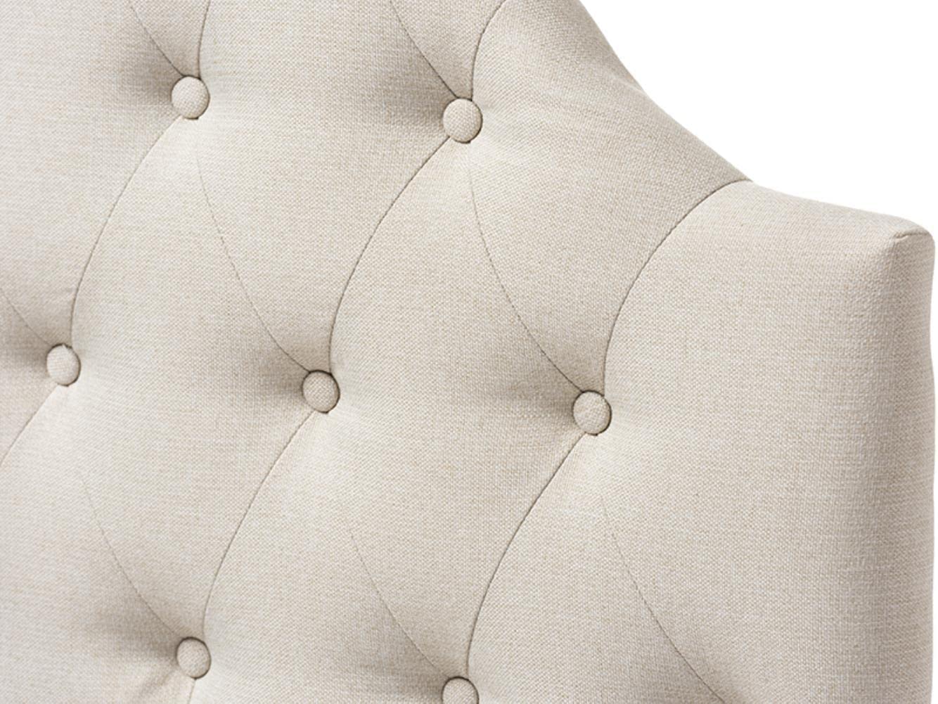 Baxton Studio Morris Modern and Contemporary Fabric Upholstered Button-Tufted Scalloped Headboard Beige/Twin