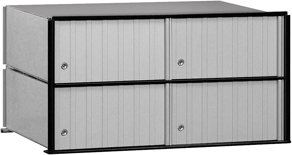 Salsbury Industries 2204 Aluminum Mailbox, 4 Doors, Rack Ladder System, Aluminum with Black Trim