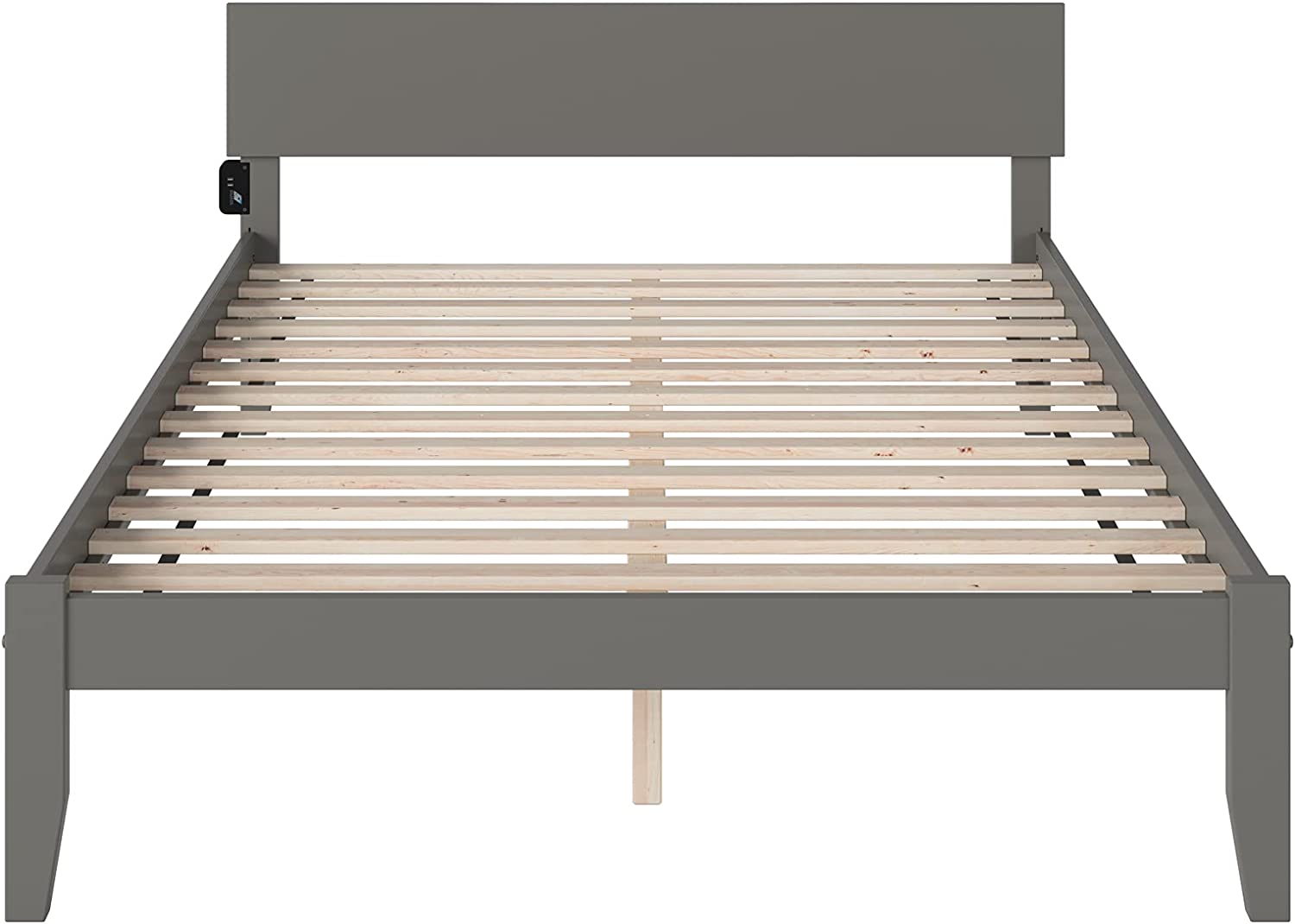 AFI Orlando Platform Bed with Open Footboard and Turbo Charger, King, Grey