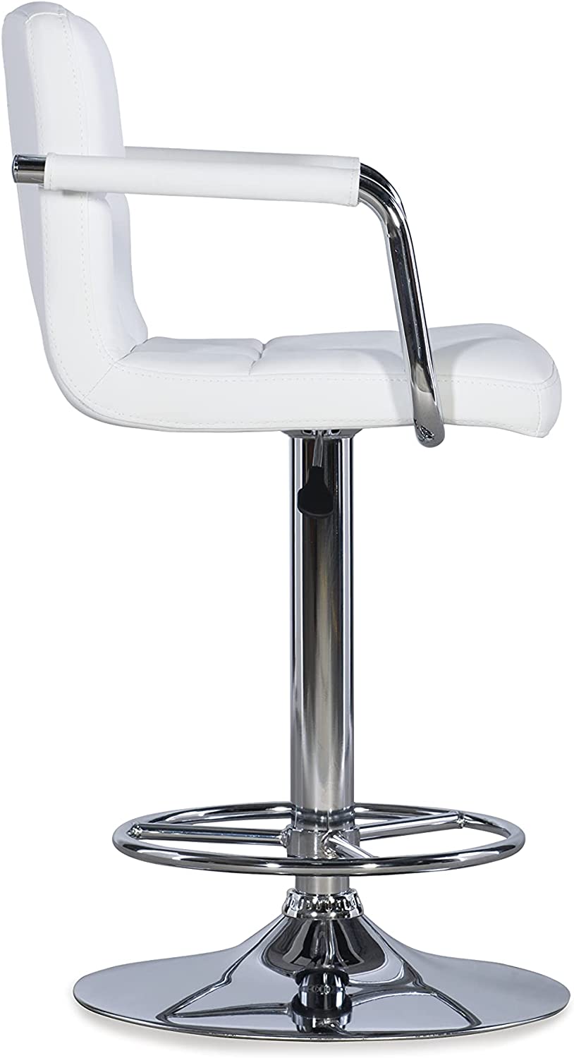 Powell Furniture, White/Chrome Quilted Barstool
