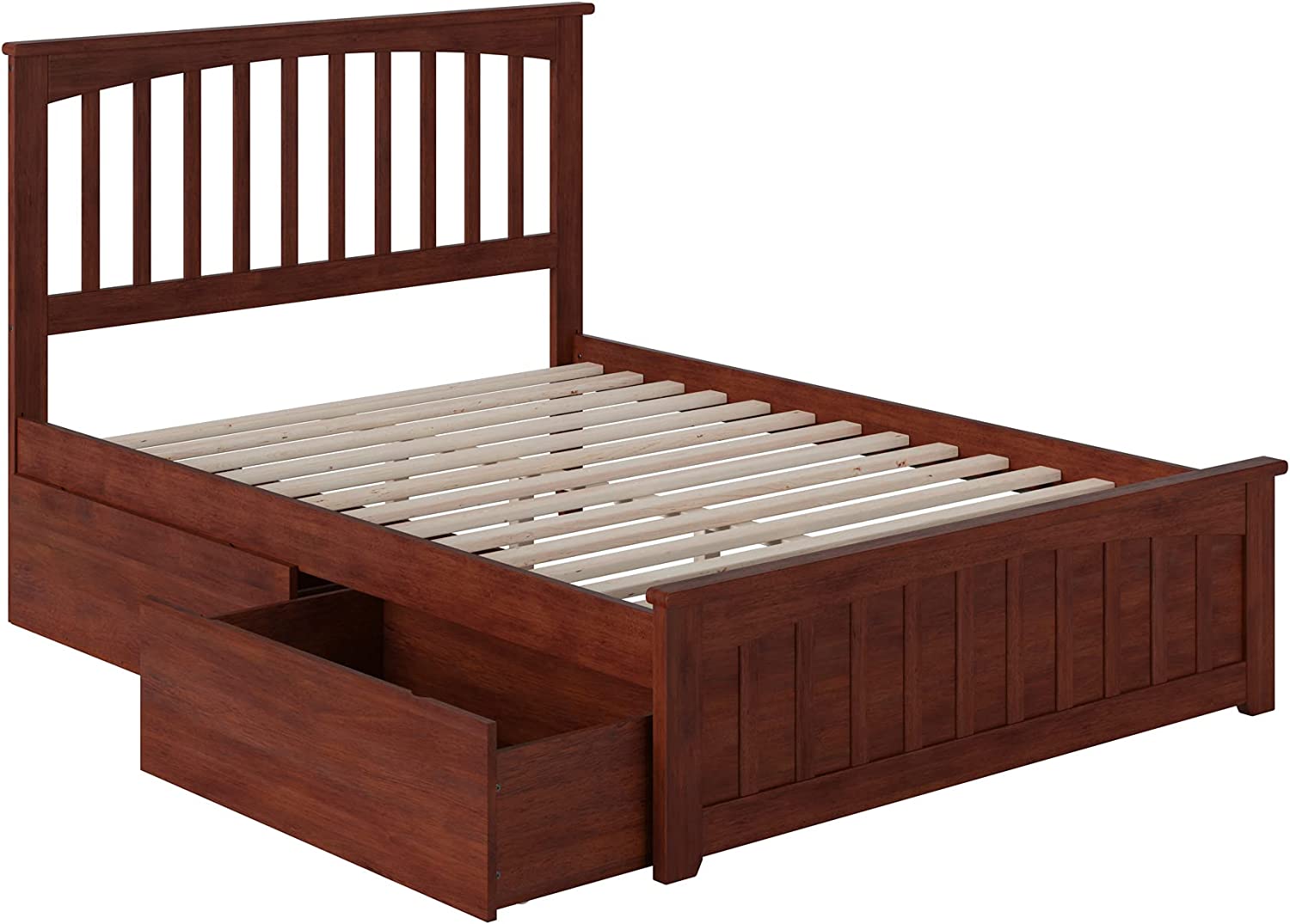 Mission Full Platform Bed with Matching Footboard and Turbo Charger with Urban Bed Drawers in Walnut