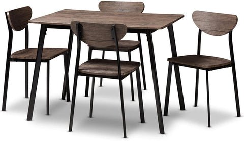 Baxton Studio Ornette Mid-Century Modern Matte Black Frame 5-Piece Dining Set