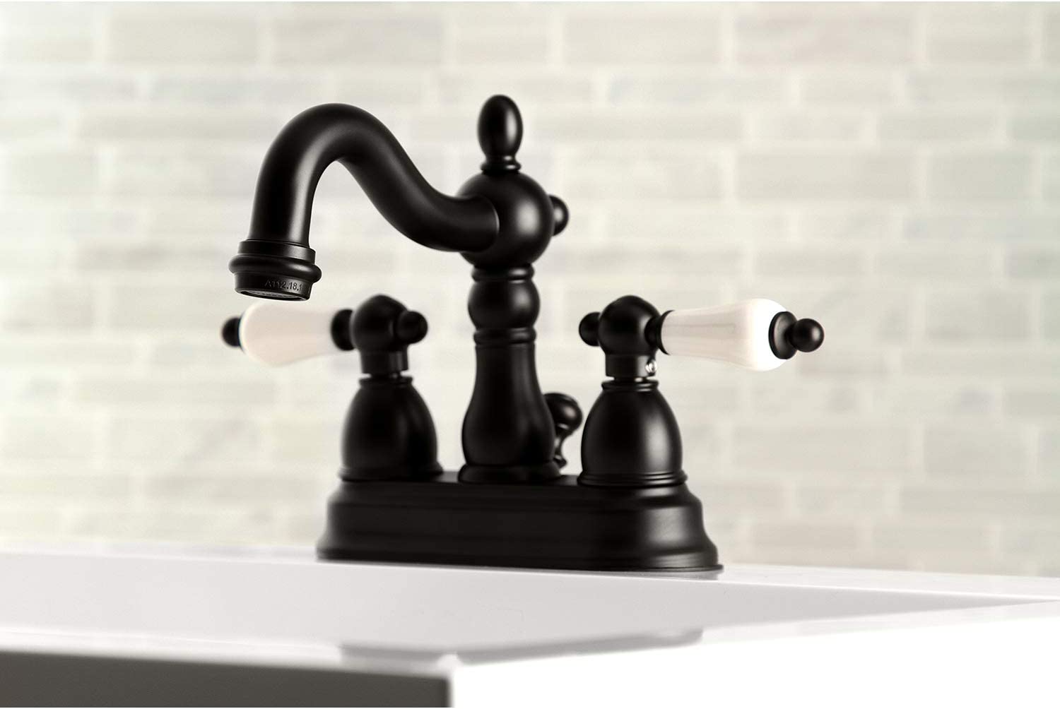 Kingston Brass KB1600PL Heritage 4&#34; Centerset Bathroom Faucet, Matte Black