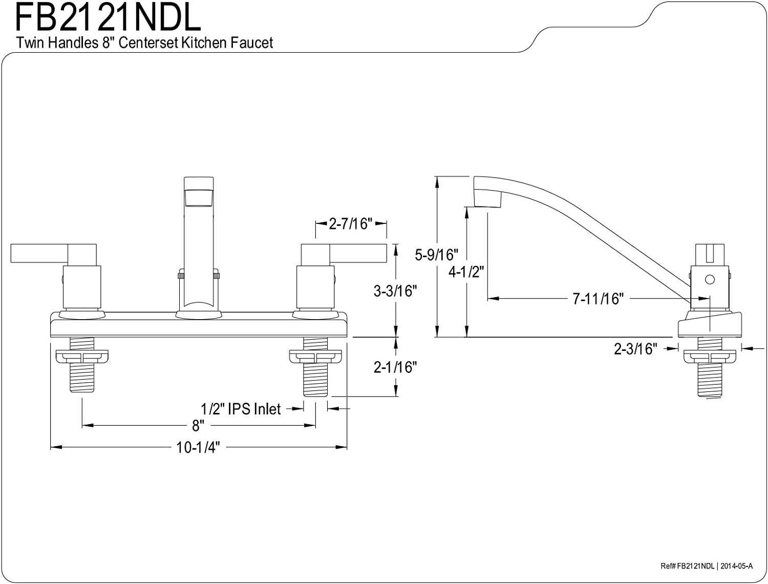 Kingston Brass FB2201NDL 3-11/16-Inch in Spout Reach NuvoFusion 4-Inch Centerset Lavatory Faucet with ABS Pop-UP, Polished Chrome