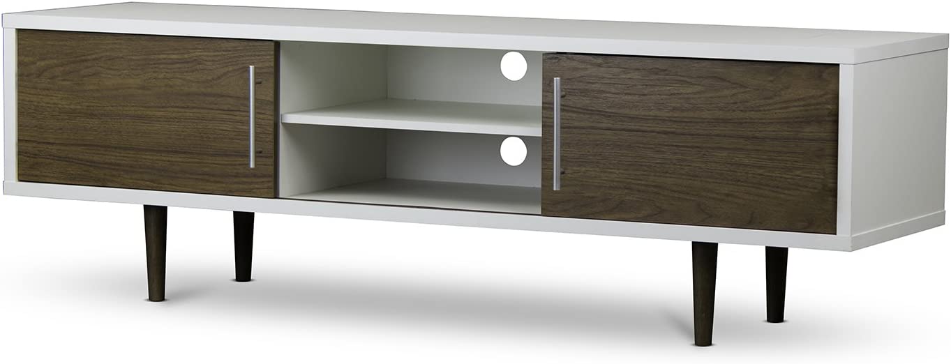 Baxton Studio Gemini Wood Contemporary TV Stand, White