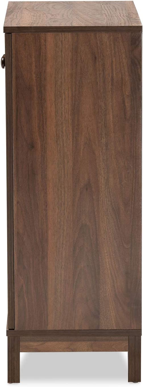 Baxton Studio Nissa Modern and Contemporary Walnut Brown Finished Wood 2-Door Shoe Storage Cabinet