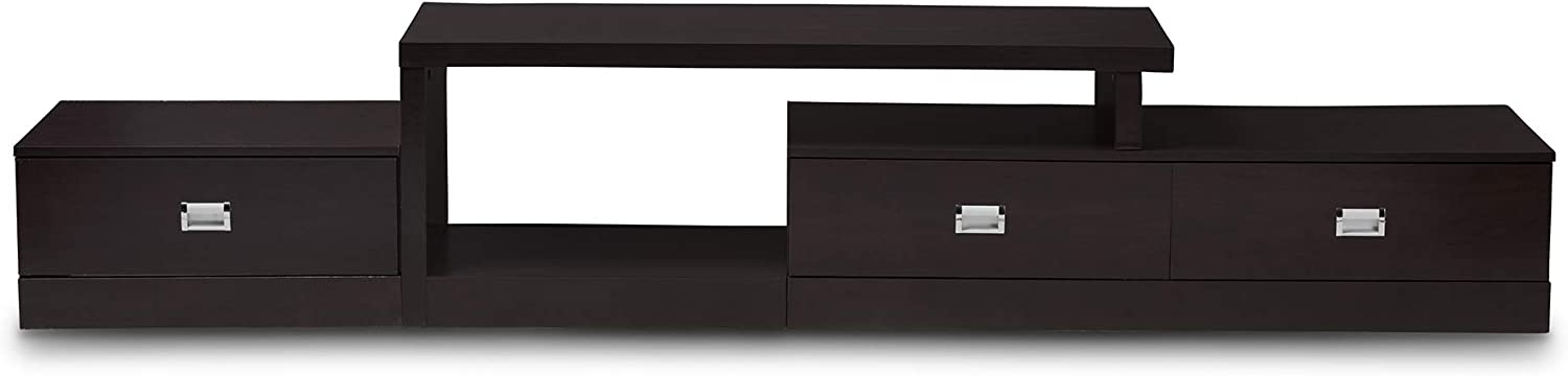 Baxton Studio FTV-4125 Television-Stands, 18&#34; x 18&#34; x 94&#34;, Dark Brown