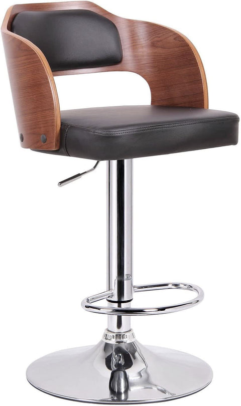 Baxton Studio Sitka Walnut and Black Modern Bar Stool