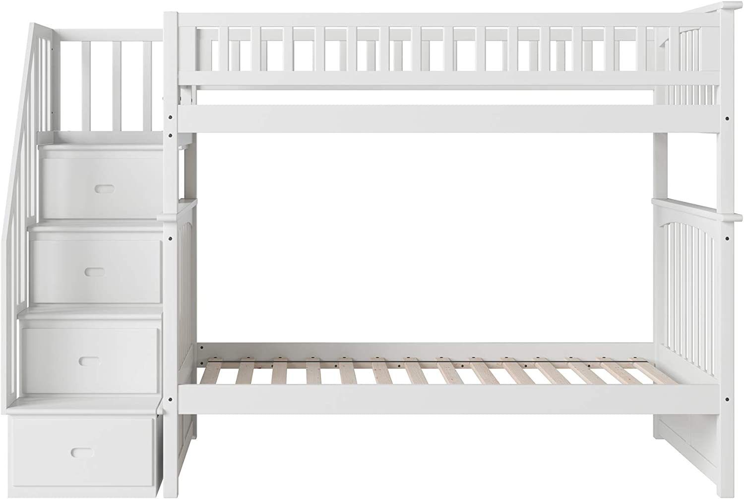 AFI Columbia Staircase Bunk with Turbo Charger, Twin/Twin, White