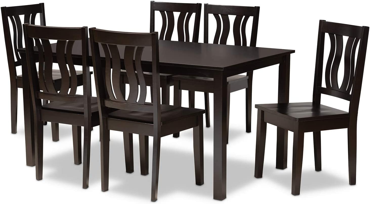 Baxton Studio Zamira Modern and Contemporary Transitional Dark Brown Finished Wood 7-Piece Dining Set