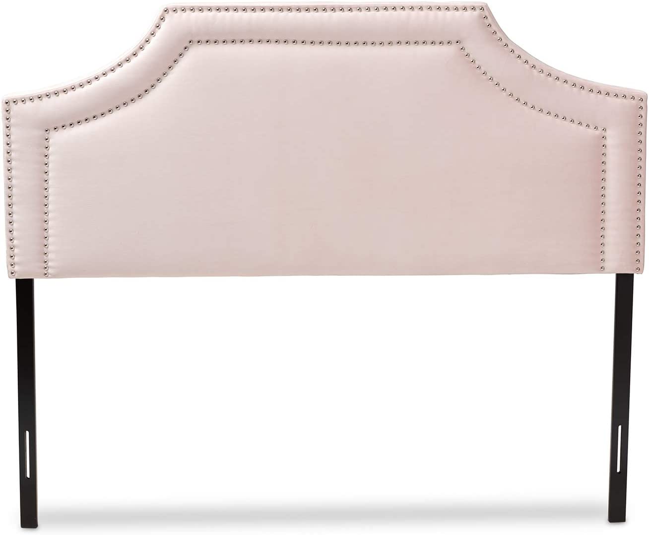 Baxton Studio Avignon Modern and Contemporary Light Pink Velvet Fabric Upholstered Queen Size Headboard