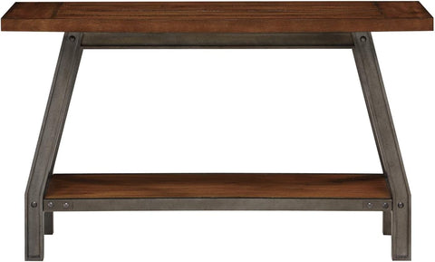 Parnell 52 in. Rustic Brown and Gunmetal Rectangular Wood Console Table