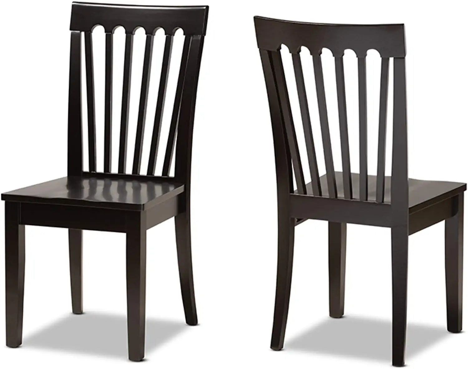 Baxton Studio Minette Modern and Contemporary Transitional Dark Brown Finished Wood 2-Piece Dining Chair Set