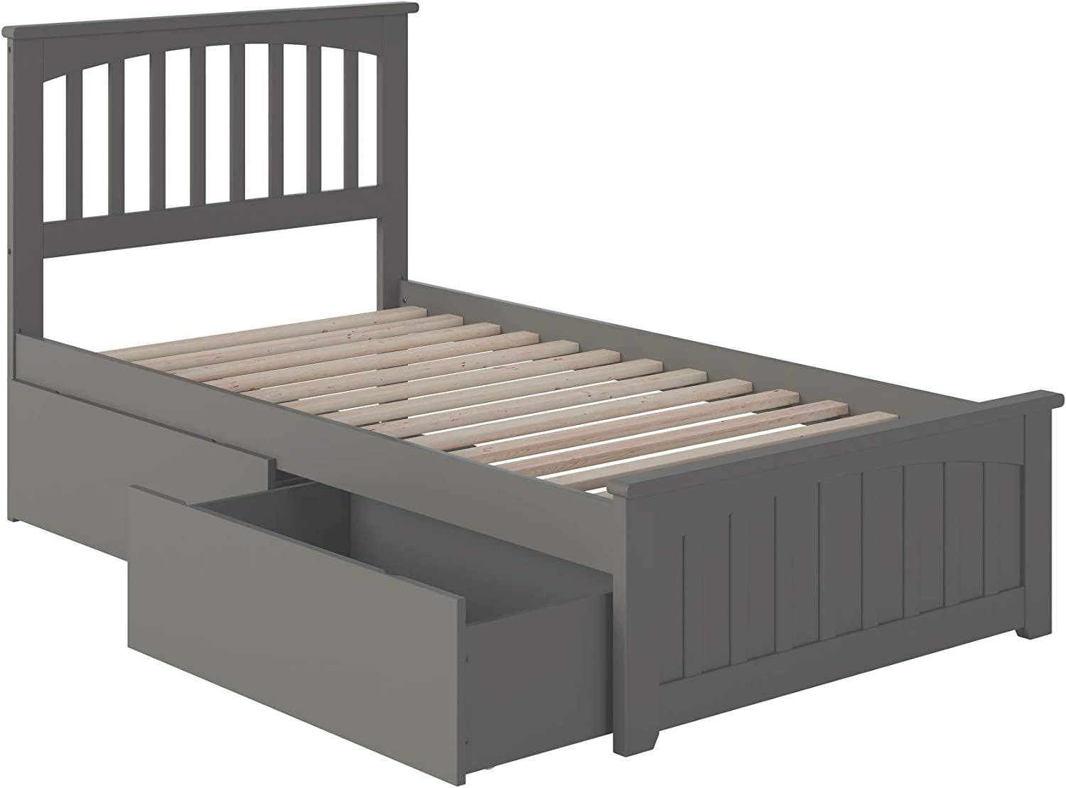 AFI Mission Platform Matching Footboard and Turbo Charger with Urban Bed Drawers, Twin/X-Large, Grey