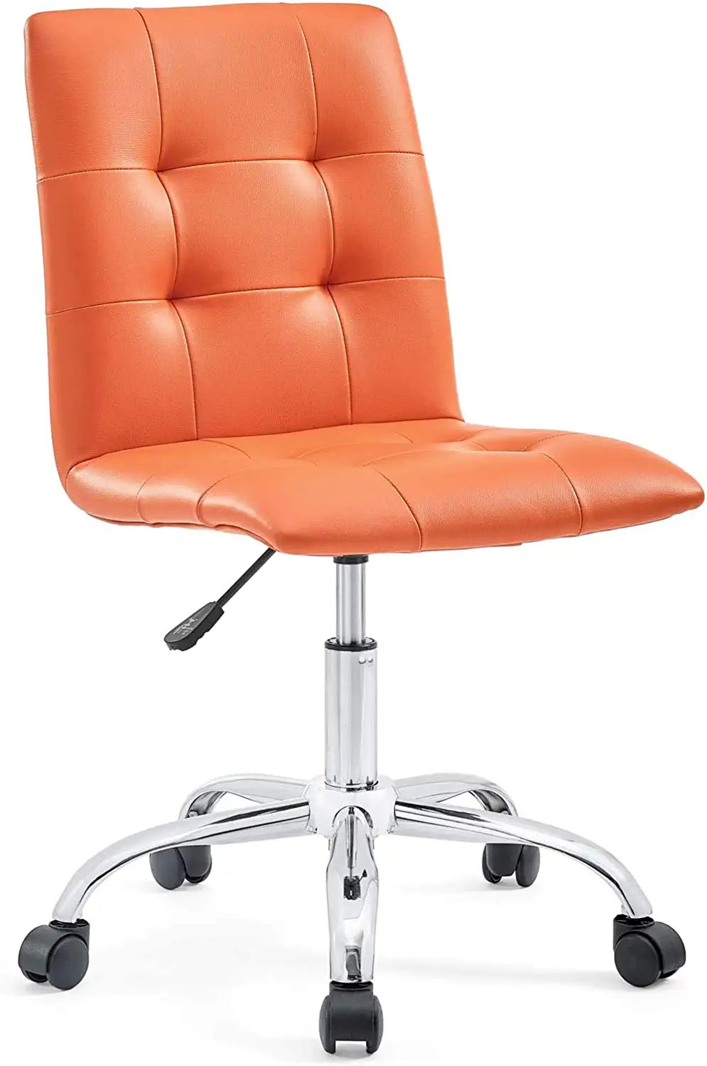 Modway Prim Ribbed Armless Mid Back Swivel Conference Office Chair In Orange