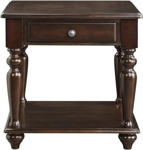 Koy 24 in. Espresso Rectangular Wood End Table with Drawer