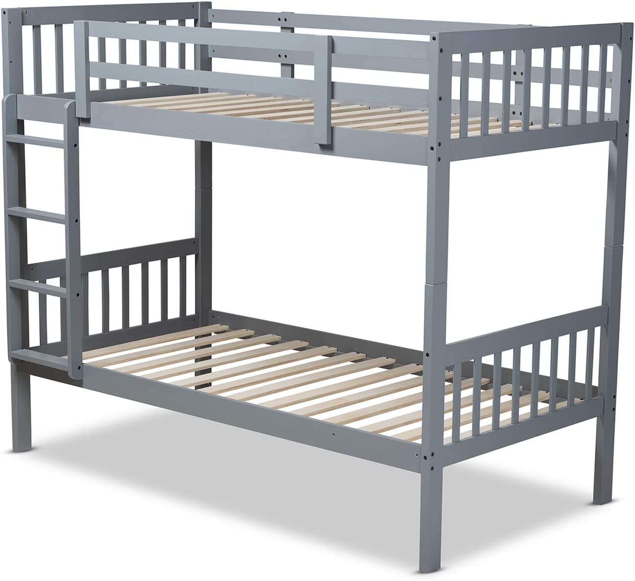 Baxton Studio Jude Modern and Contemporary Grey Finished Wood Twin Size Bunk Bed