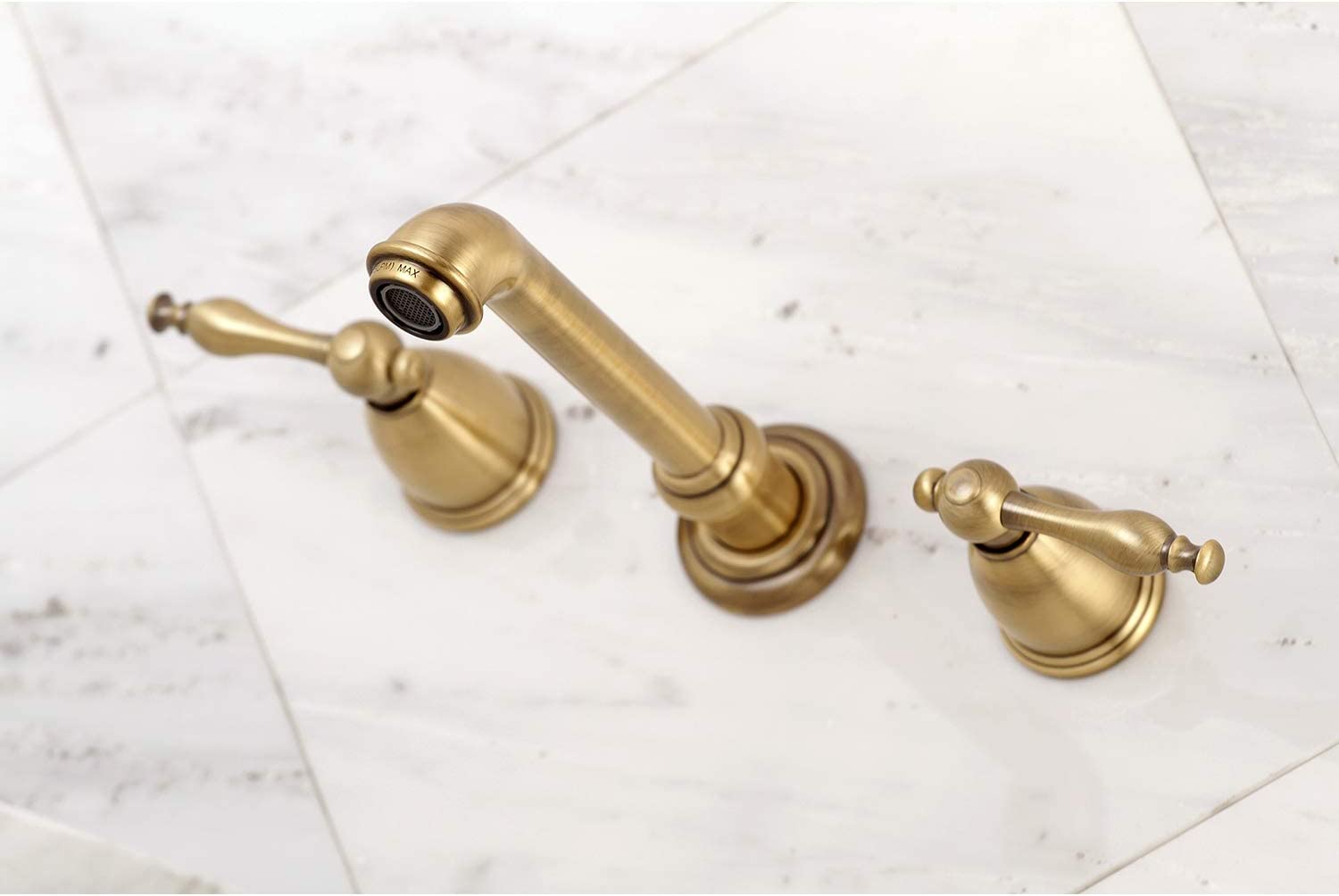 Kingston Brass KS7123NL 8-Inch Center Wall Mount Bathroom Faucet, Antique Brass