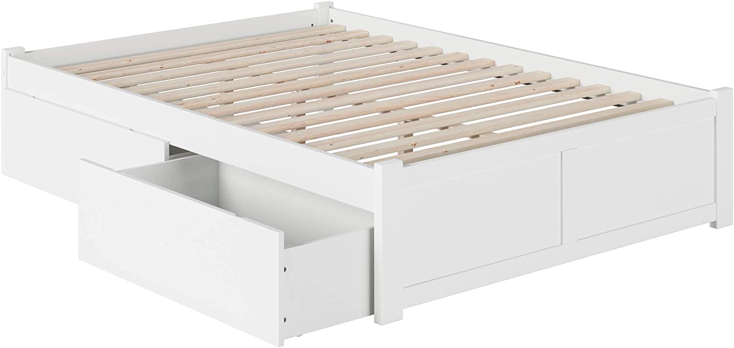 AFI Concord Platform Flat Panel Footboard and Urban Bed Drawers, Full, White