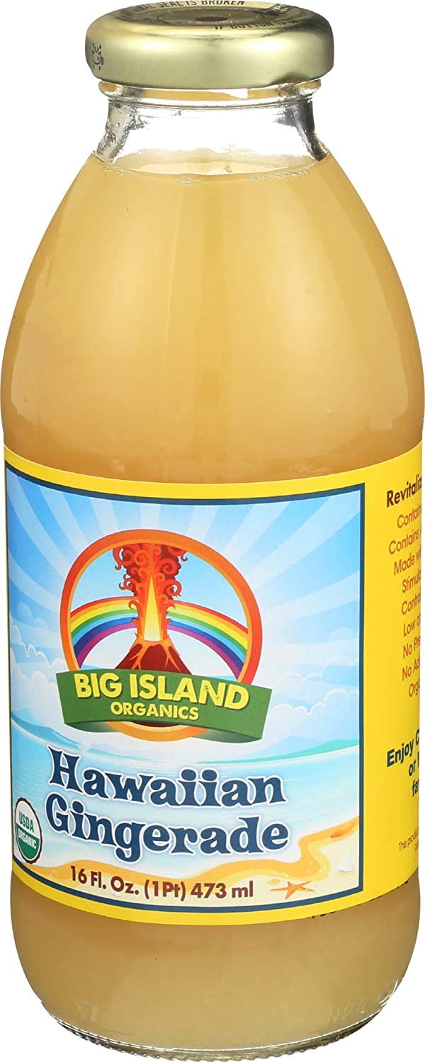 Big Island Organics Hawaiian Gingerade 16oz 4-pack, 100% organic ginger lemonade