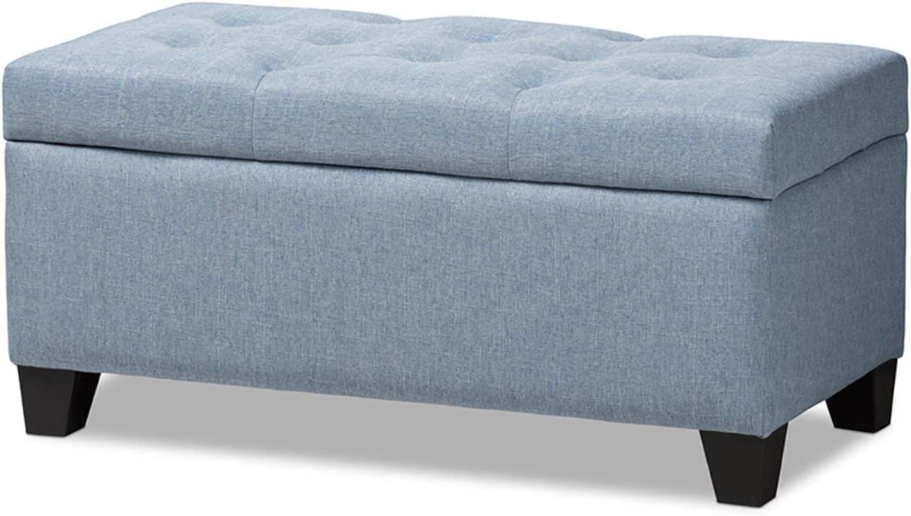 Baxton Studio Michaela Modern and Contemporary Light Blue Fabric Upholstered Storage Ottoman