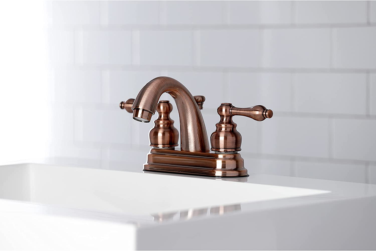 Kingston Brass KB561ALAC Restoration 4&#34; Centerset Bathroom Faucet, Antique Copper