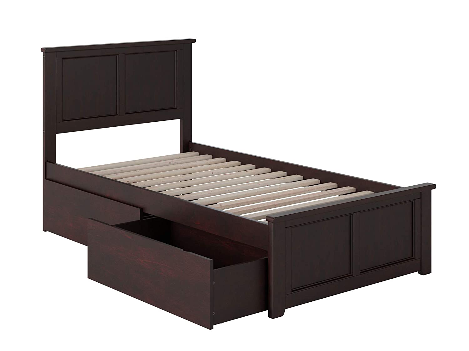 AFI Madison Platform Matching Footboard and Turbo Charger with Urban Bed Drawers, Twin XL, Espresso