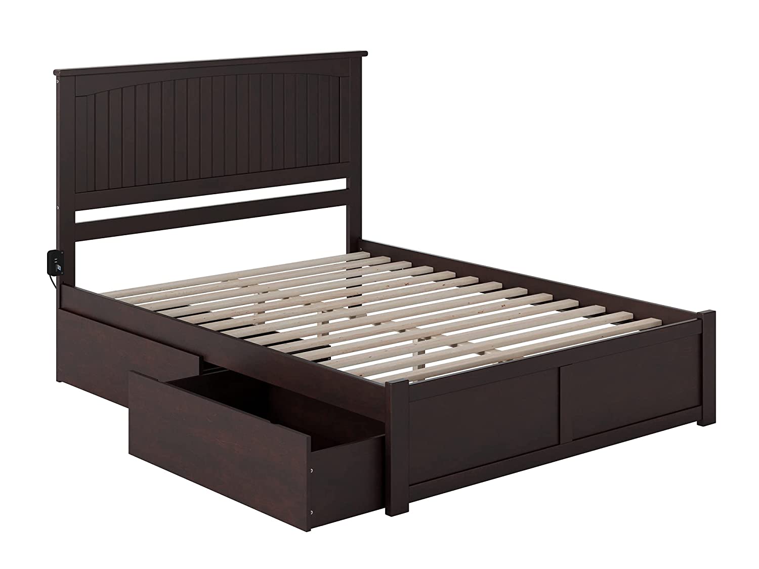 AFI Nantucket Platform Flat Panel Footboard and Turbo Charger with Urban Bed Drawers, King, Espresso