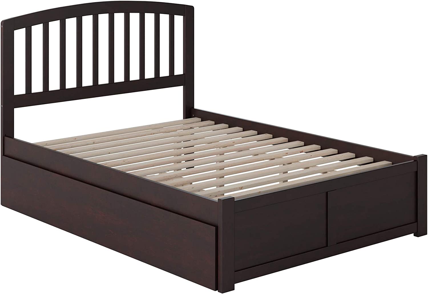 AFI Richmond Platform Bed with Flat Panel Footboard and Turbo Charger with Twin Size Urban Trundle, Full, Espresso