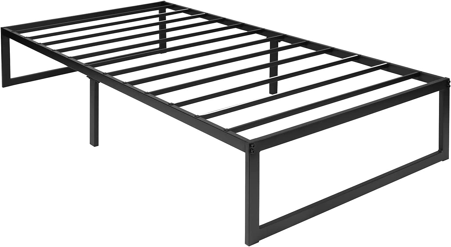 Flash Furniture 14 Inch Metal Platform Bed Frame - No Box Spring Needed with Steel Slat Support and Quick Lock Functionality (Twin)
