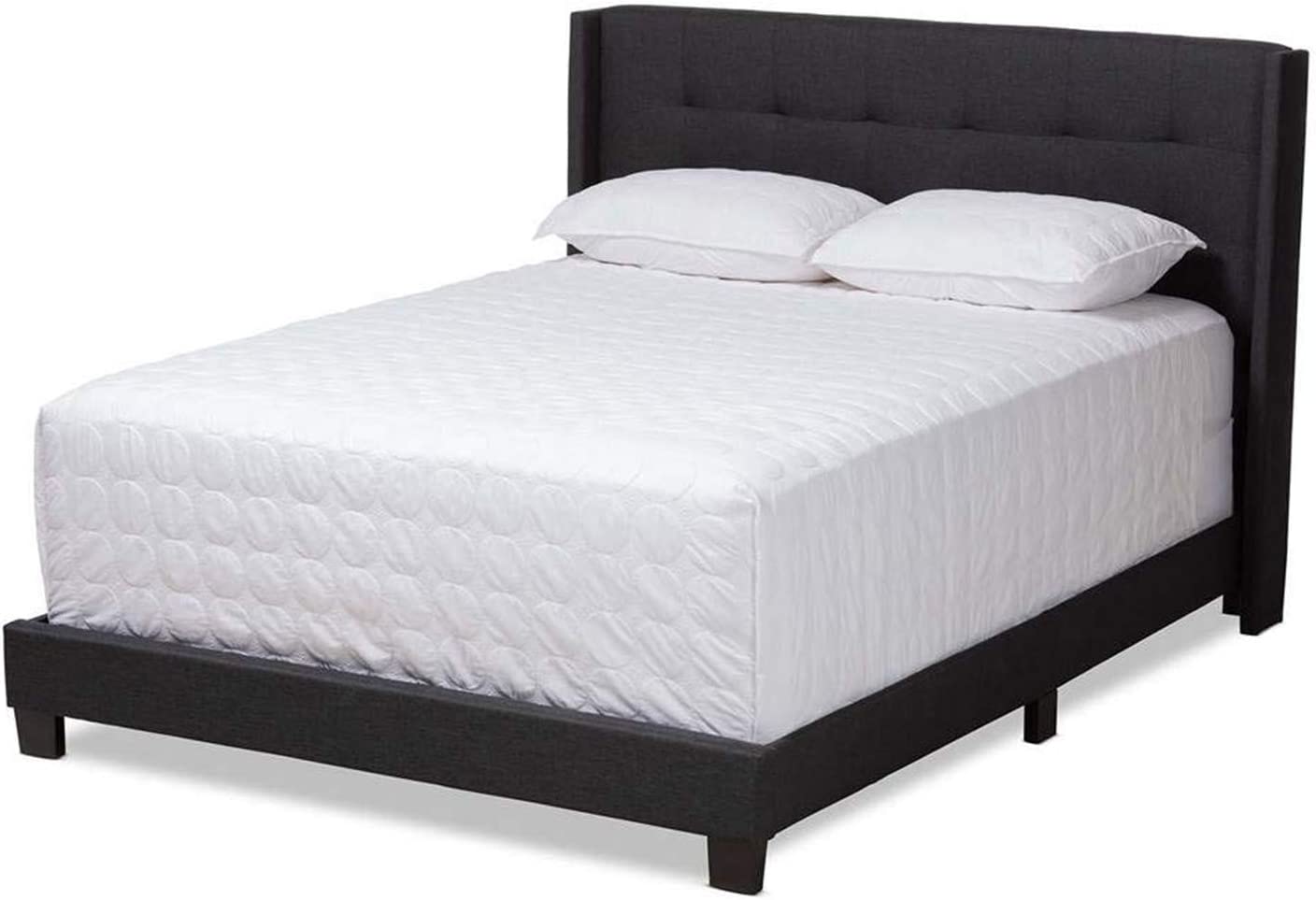 Baxton Studio Lisette Modern and Contemporary Charcoal Grey Fabric Upholstered Queen Size Bed