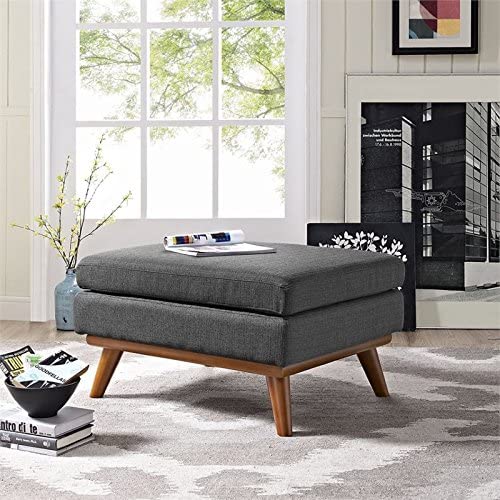 Modway Engage Mid-Century Modern Upholstered Fabric Ottoman in Gray