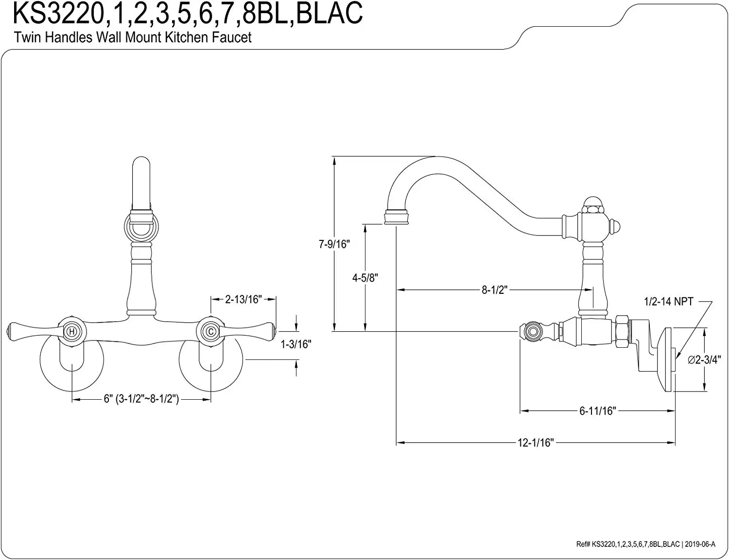 Kingston Brass KS322BLAC Vintage Kitchen Faucet, Antique Copper