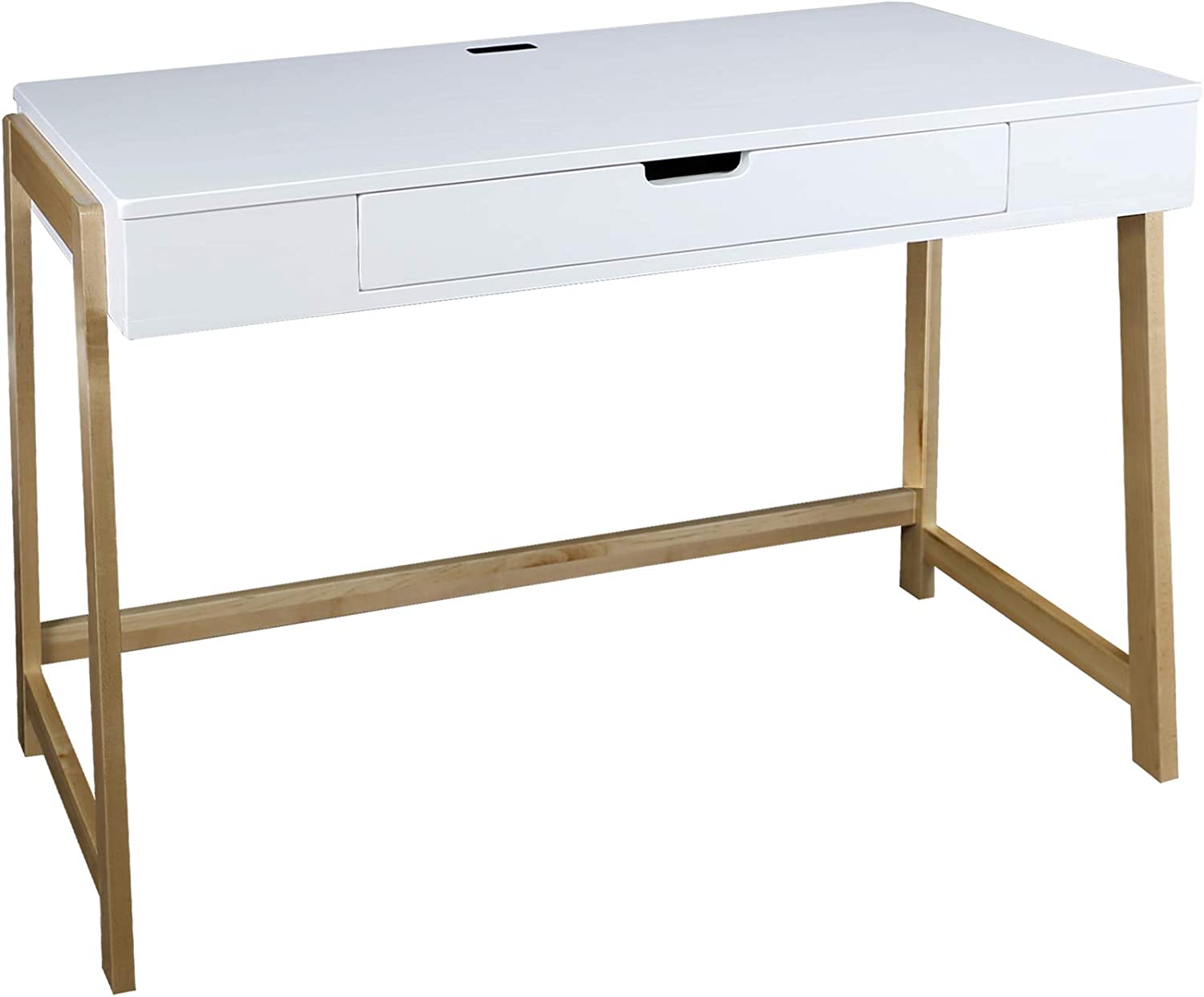 Casual Home Neorustic Smart Desk with USB Ports, Solid American Maple Legs