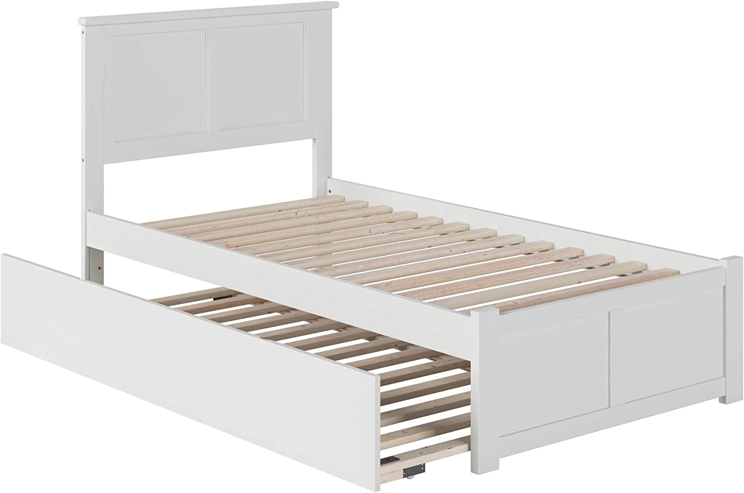 AFI Madison Bed with Footboard and Twin Extra Long Trundle, White