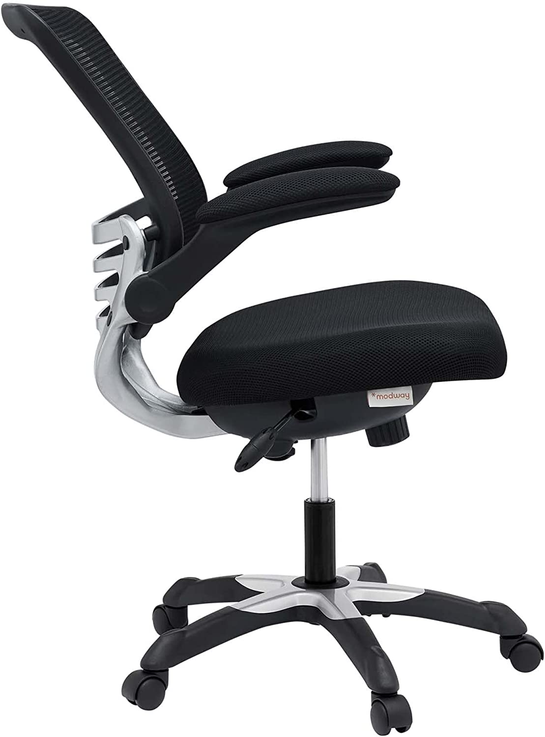 Modway Edge Mesh Back and Mesh Seat Office Chair In Black With Flip-Up Arms in Black