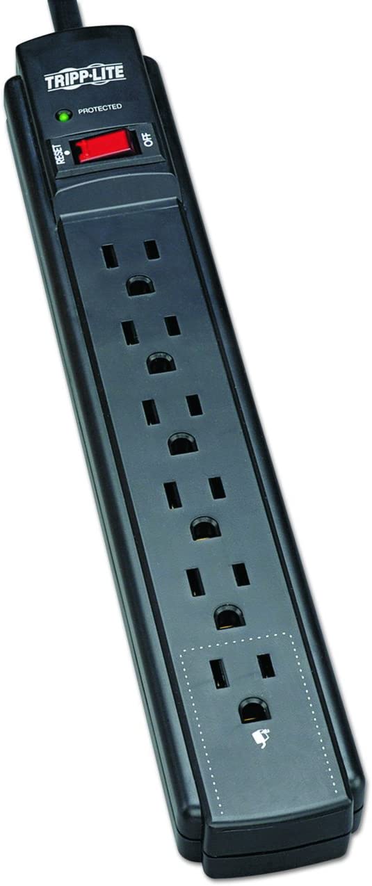 Tripp Lite 6 Outlet Surge Protector Power Strip, 6ft Cord, 790 Joules, Black, $20,000 INSURANCE (TLP606B)