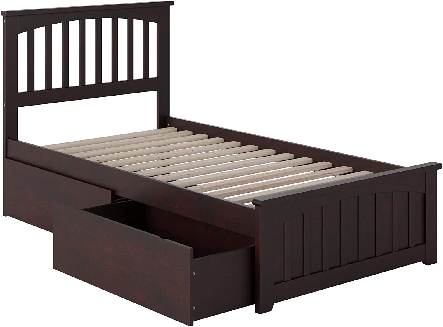 AFI Mission Platform Matching Footboard and Turbo Charger with Urban Bed Drawers, Twin X-Large, Espresso