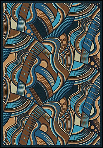 Joy Carpets Kaleidoscope Blue Note Whimsical Area Rugs, 64-Inch by 92-Inch by 0.36-Inch, Multicolored