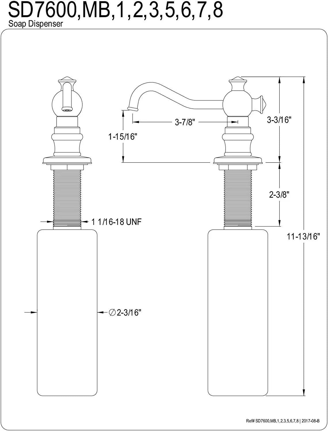 Kingston Brass SD7607 Curved Nozzle Metal Soap Dispenser, Brushed Brass