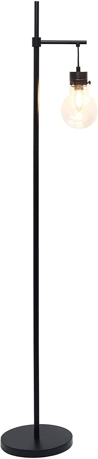 Lalia Home Decorative Black Matte 1 Light Beacon Floor Lamp with Clear Glass Shade