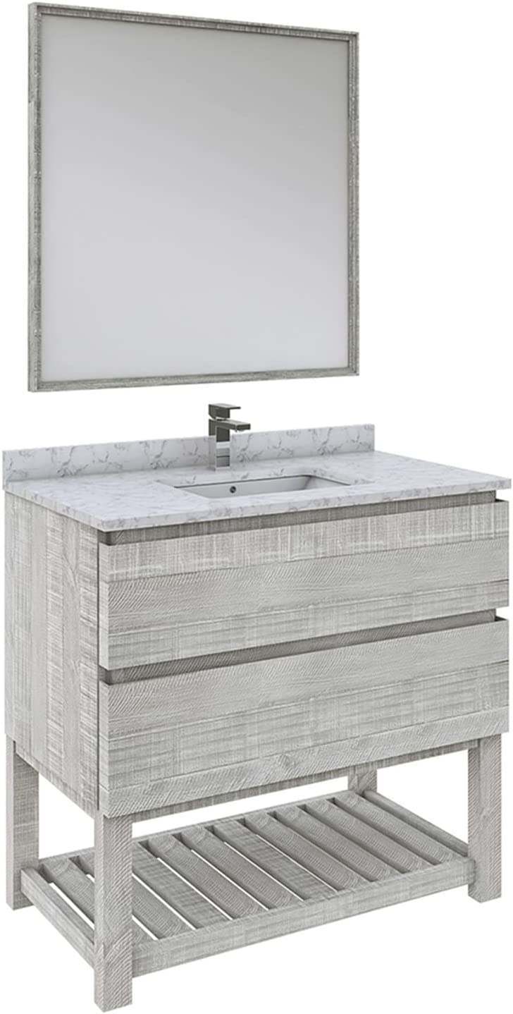 Fresca Formosa 36&#34; Floor Standing Modern Bathroom Vanity w/Open Bottom &amp; Mirror in Ash