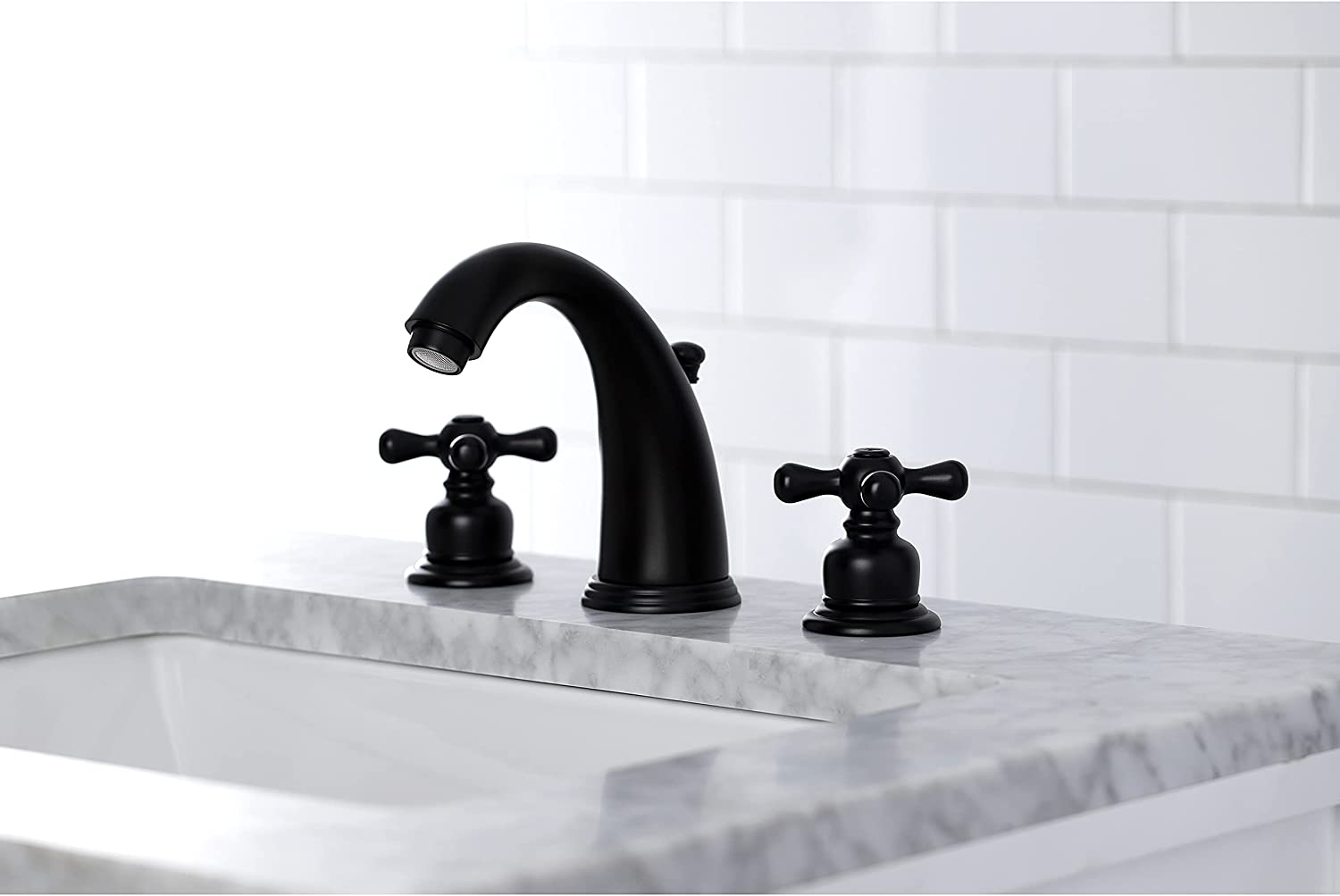 Kingston Brass KB980AX Victorian Widespread Bathroom Faucet, Matte Black